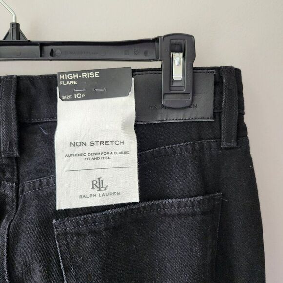RALPH LAUREN Flare High Rise Jeans | Black, Non-Stretch | 10P, Petite NEW - Picture 6 of 8